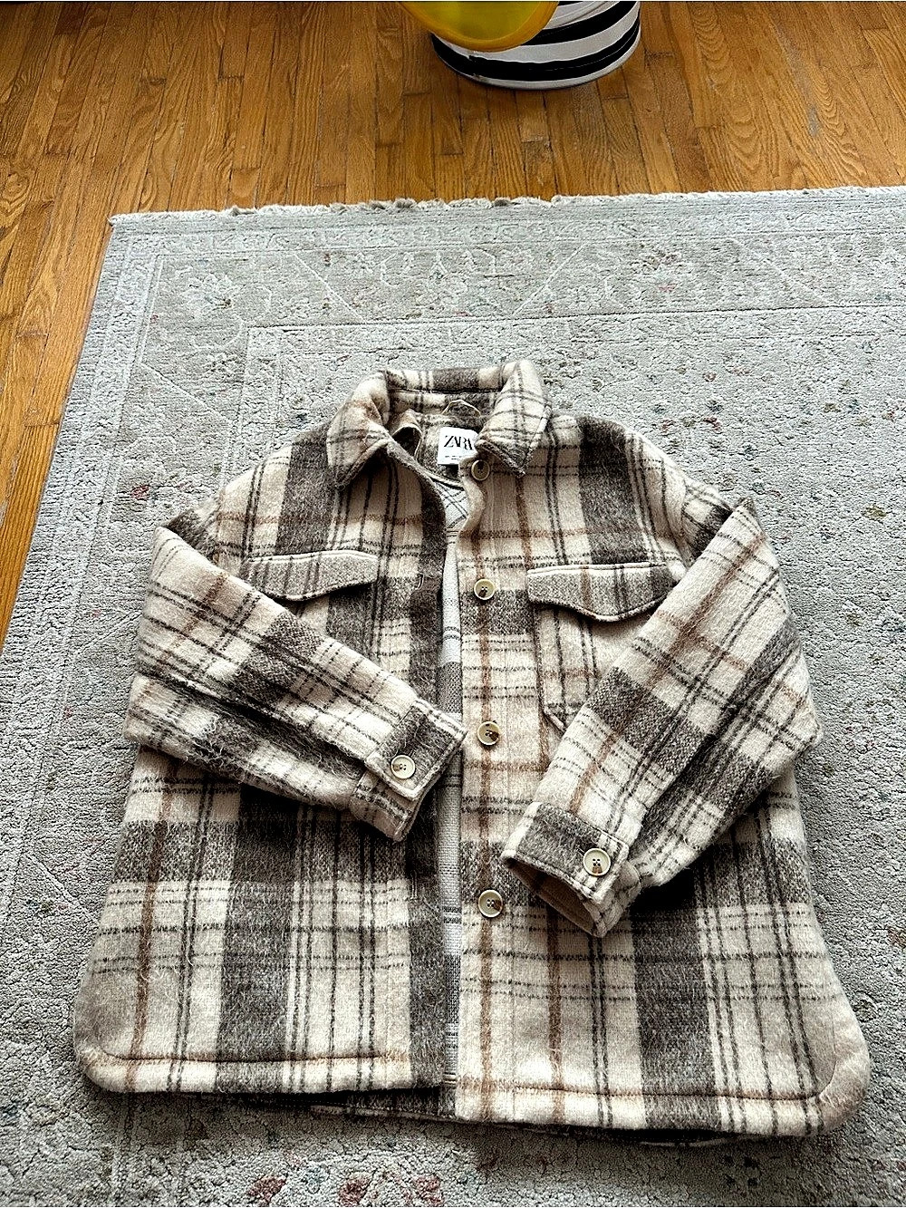Zara Plaid Overshirt in Brown & Cream